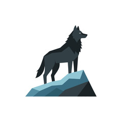 realistic wolf standing proud on glacier ridge 