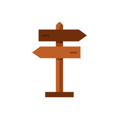 rustic wooden signpost icon on white background   