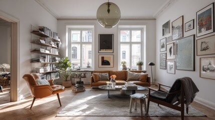 Fototapeta premium Sunny living room with warm decor