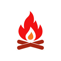 simple bonfire with logs icon on white background .svg