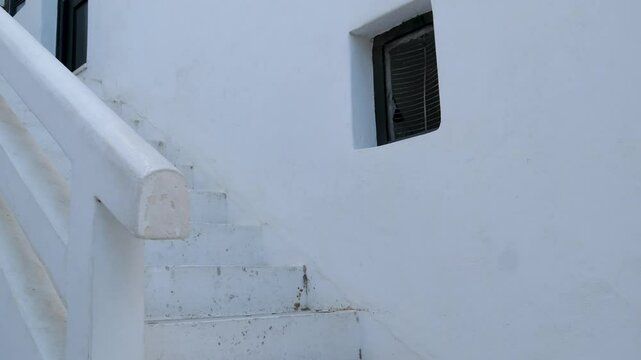 famous windmills of Mykonos island over seascape, Mykonos island, Greece. High quality 4k footage
