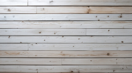 Whitewashed wooden plank wall with natural wood grain and knots, creating rustic and textured background with soft neutral tones and horizontal alignment for interior design
