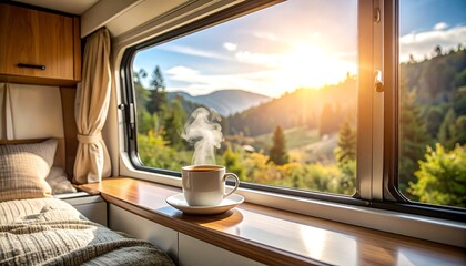 Cozy RV coffee view