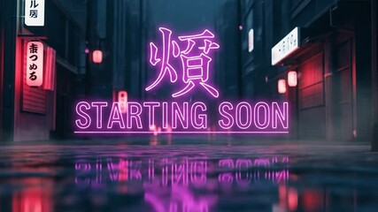 Twitch overlays with neon graphics for starting soon announcements. Suitable for streamers looking for eye catching channel branding designs. - Powered by Adobe