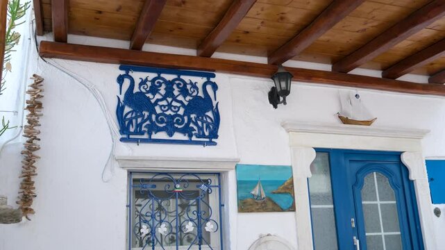 famous windmills of Mykonos island over seascape, Mykonos island, Greece. High quality 4k footage