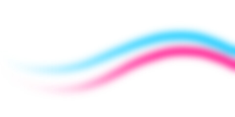 Vivid pink and cyan ribbon wave with neon glow on transparent background. Glow and transparency effect