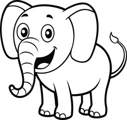 Delightful Cartoon Elephant Outline Illustration for Creative Projects