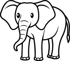 Adorable Elephant Standing Line Drawing for Various Designs