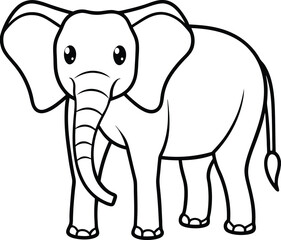 Sweet Elephant Outline Illustration for Diverse Design Needs