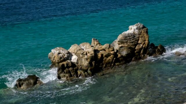 famous windmills of Mykonos island over seascape, Mykonos island, Greece. High quality 4k footage