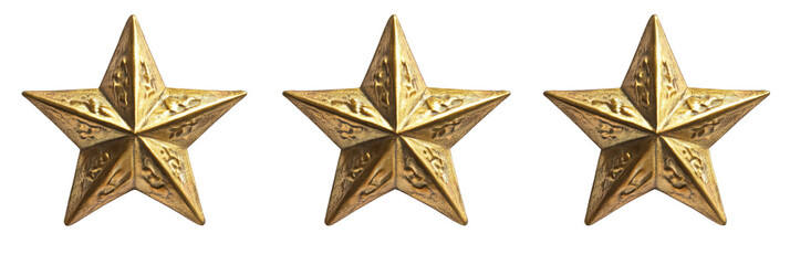 Obraz premium Golden decorative stars with intricate designs for home decor and festive occasions, isolated on transparent background