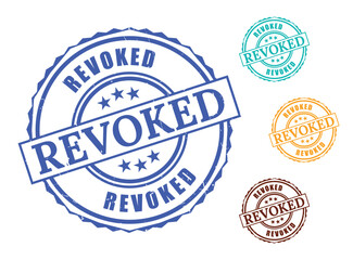 Revoked Document Stamp Set, Grunge Rubber Official Cancellation Icons  