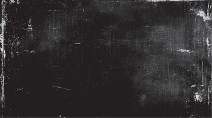 Dark black grunge texture background with noise effect. Distressed vintage overlay for poster or retro surface. Rough scratched edge template.