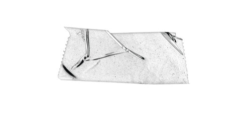 Crushed clear duct tape with multiple intersecting fiber wrinkles isolated on transparent...