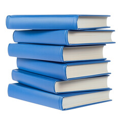 Stack of blue books isolated on white background  