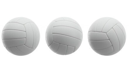 Three light gray volleyballs against white background
