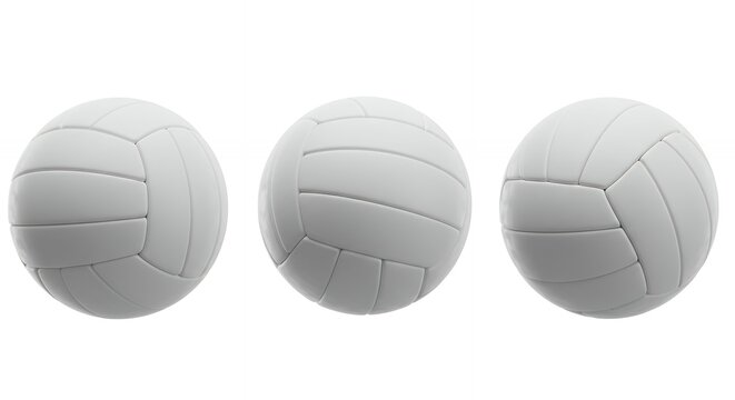 Three light gray volleyballs against white background