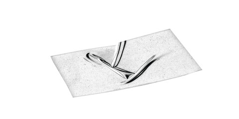 Glossy transparent tape with fine black threads and angled folds isolated on transparent background...