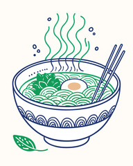 illustration of a bowl of soup ramen