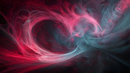 Fototapeta premium Intricate swirling abstract design of pink and teal colors.