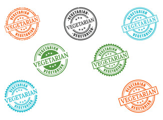 Diverse Vegetarian Grunge Rubber Stamp Collection, Diet and Food Vector Set