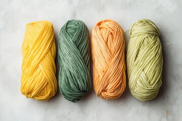 Yarn in vibrant colors displayed on a light surface for crafting and knitting projects