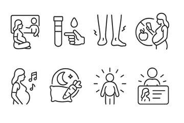 Pregnancy and maternity line icon set. health, wellness, parenting outline collection
