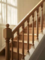 Simple staircase handrail under soft light