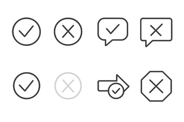 Communication, decision flat icon set. messaging, approval, direction symbols collection