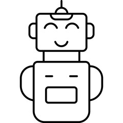 Bot Icon – Outline Style AI Chatbot and Automation Symbol for Tech and UI Design