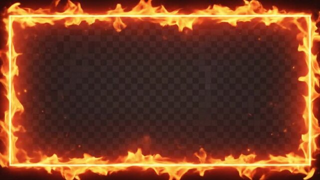 Twitch overlays with fiery rectangular frame for dark background streams. Perfect for enhancing live streaming visuals with a dynamic touch.