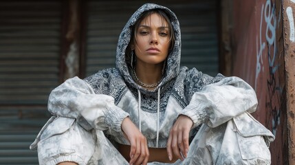 Urban streetwear fashion with bold styling graffiti backdrops and youth energy perfect for lifestyle branding and culture visuals