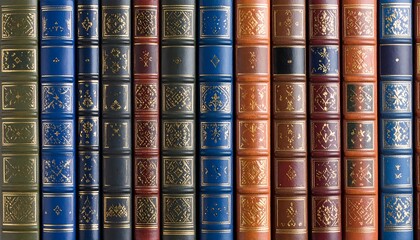 Naklejka premium Row of bound books, colorful spines