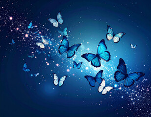 幻想的、蝶、夜、舞う、背景画像