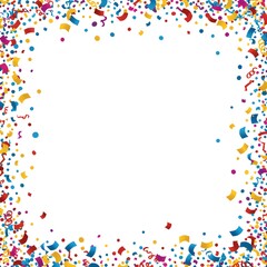 Colorful confetti and floral elements decorate a vibrant frame, perfect for a birthday or holiday celebration greeting card design