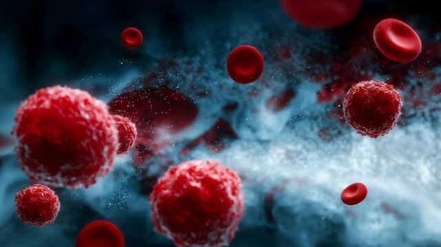 Microscopic pathogens floating in a bloodstream