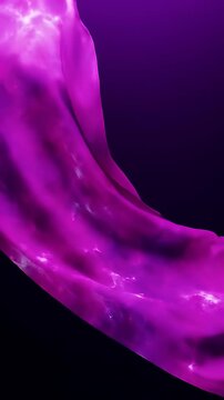 Dynamic Magenta Fabric Flowing Against Deep Purple Gradient Background in Anime Style