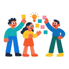 Fototapeta premium PNG Collaborative team brainstorming illustration.