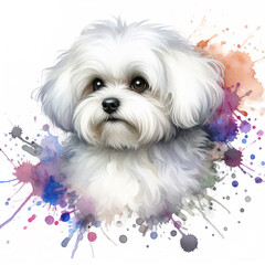 Bichon Maltese in watercolor