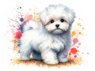 Bichon Maltese in watercolor
