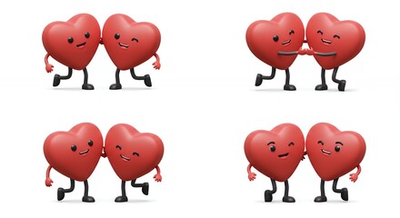 Cartoon hearts illustration set