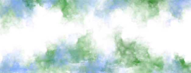 Abstract blue green smoke effect isolated on transparent background, rising fog vapor or fire steam overlay, graphic design element