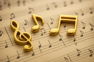 music notes on yellow background
