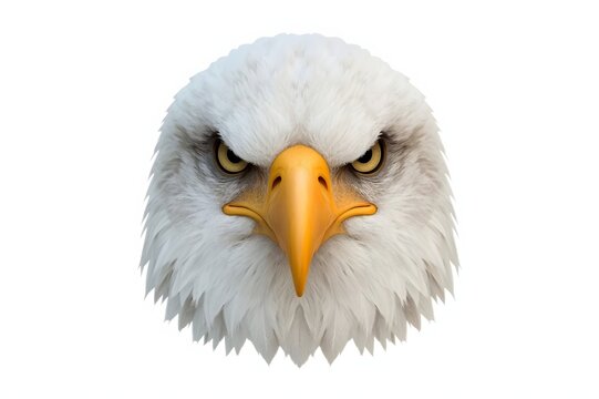 Angry Bald Eagle Head, 3D Render, White Background, Mascot Design - Powered by Adobe