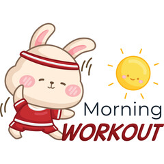 a vector of rabbit doing morning workout