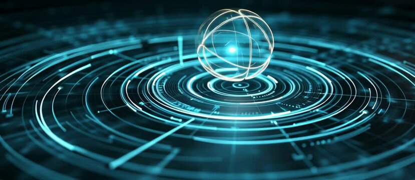 Spinning energy ball futuristic tech sphere animation, futuristic tech sphere animation glowing, futuristic tech sphere animation spinning in digital space - Powered by Adobe