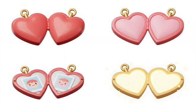 Heart shaped locket pendants with pastel colors
