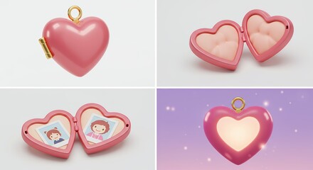 Pink heart shaped photo locket