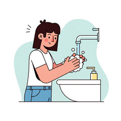 Hand Washing Illustration - Personal Hygiene and Health Care Concept.eps