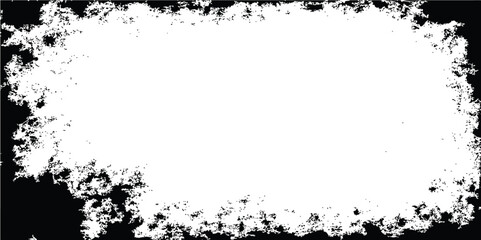 Grunge black ink flower frame vector illustration with vintage dirty texture